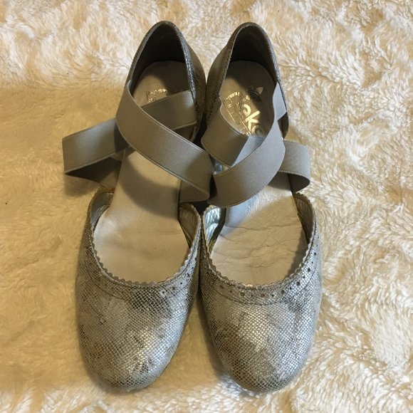Rieker Antistress Silvery Cross Strap Ballet Heels - Picture 6 of 14